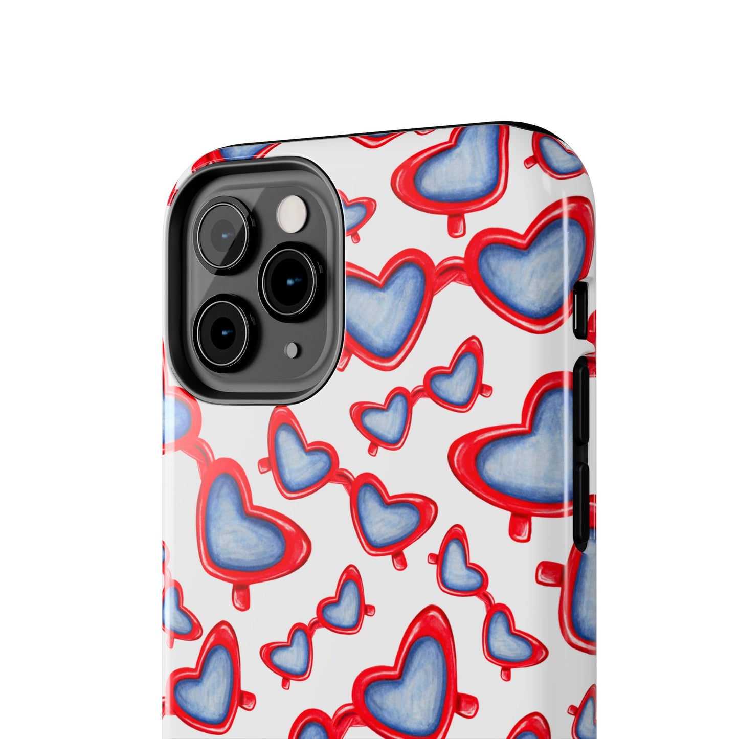 Red, White, & Blue Heart Shaped Watercolor Sunglasses Tossed Pattern Tough Phone Cases