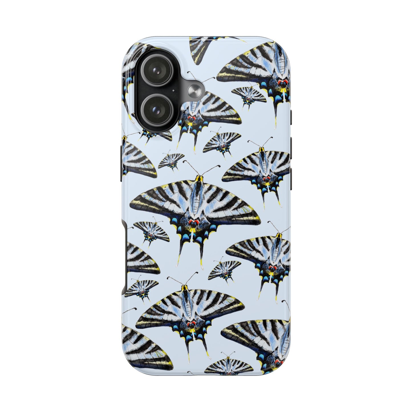 Light Blue Swallowtail Butterflies Watercolor Illustrated Pale Blue Tough Phone Case | Various Models iPhone 17