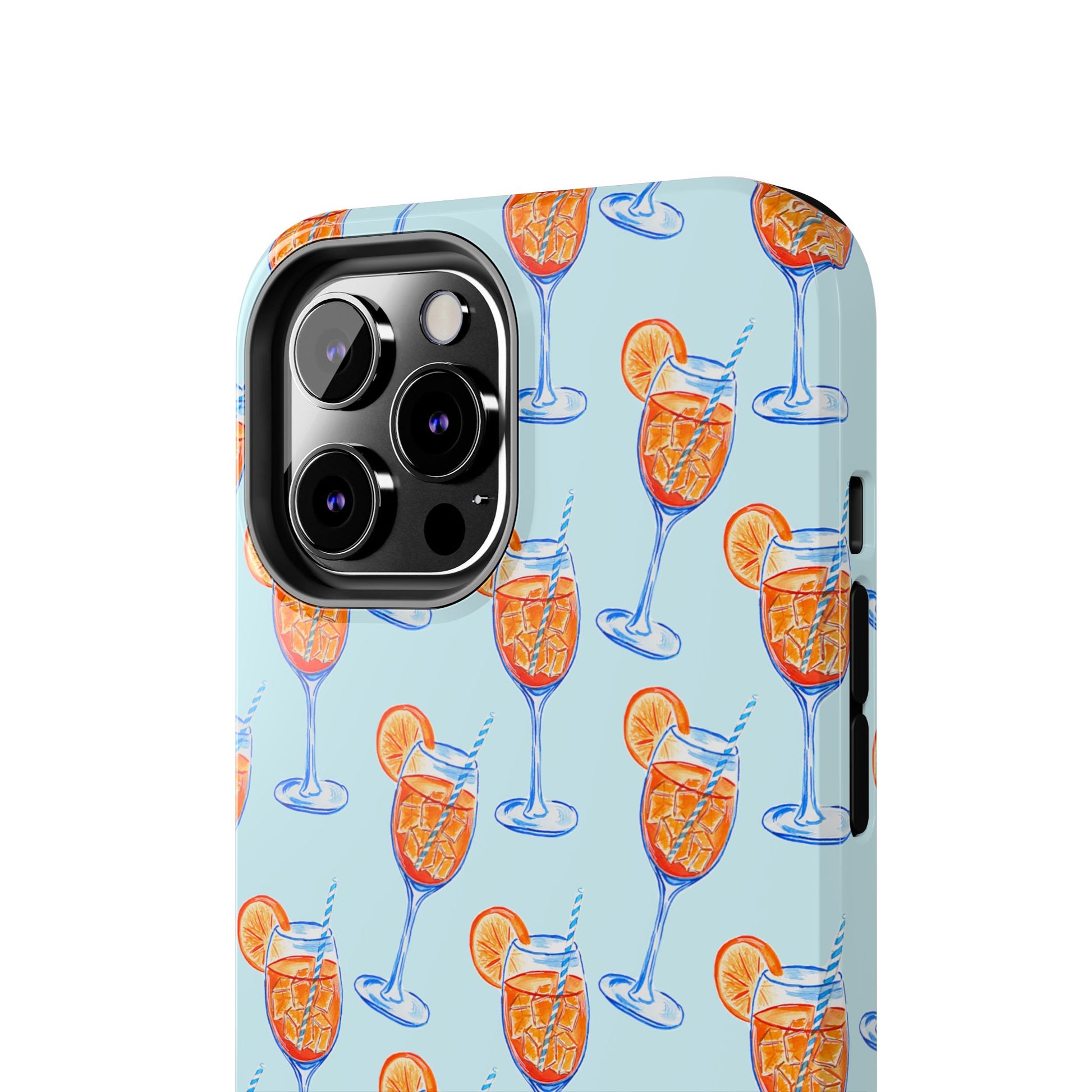 Orange & Blue Aperol Spritz Watercolor Pattern Turquoise Phone Case | Various Models