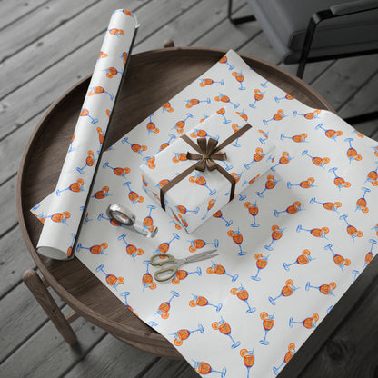 Aperol Spritz Gift Wrap Tossed Pattern | Matte or Glossy