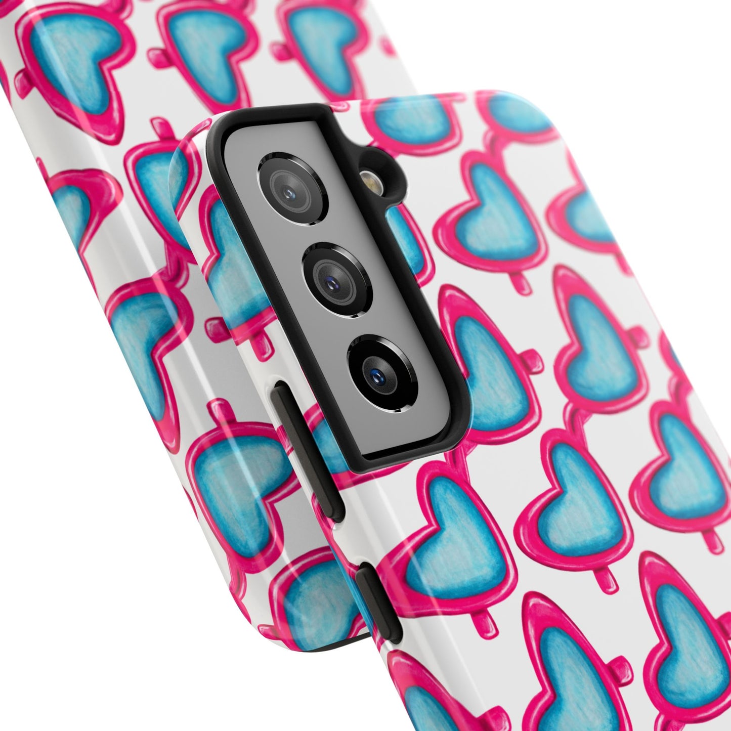 Pink Heart Shaped Sunglasses Watercolor Illustrated Tough Phone Case | Various Models