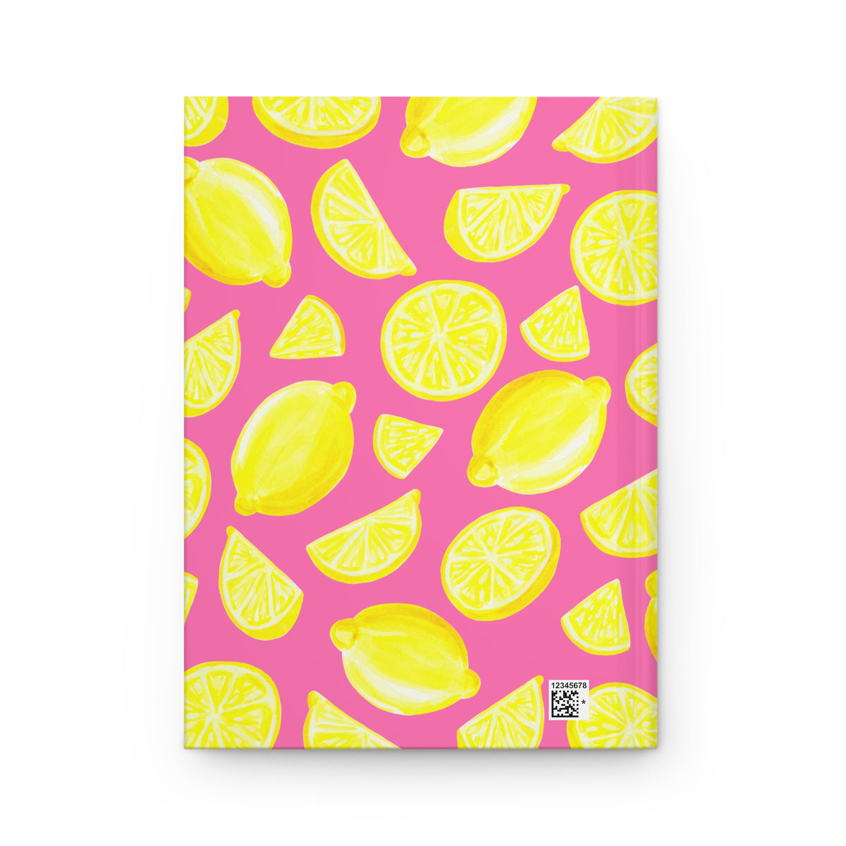Yellow Lemons Watercolor Illustrated Light Pink Hardcover Journal Matte 8"x 5.75"
