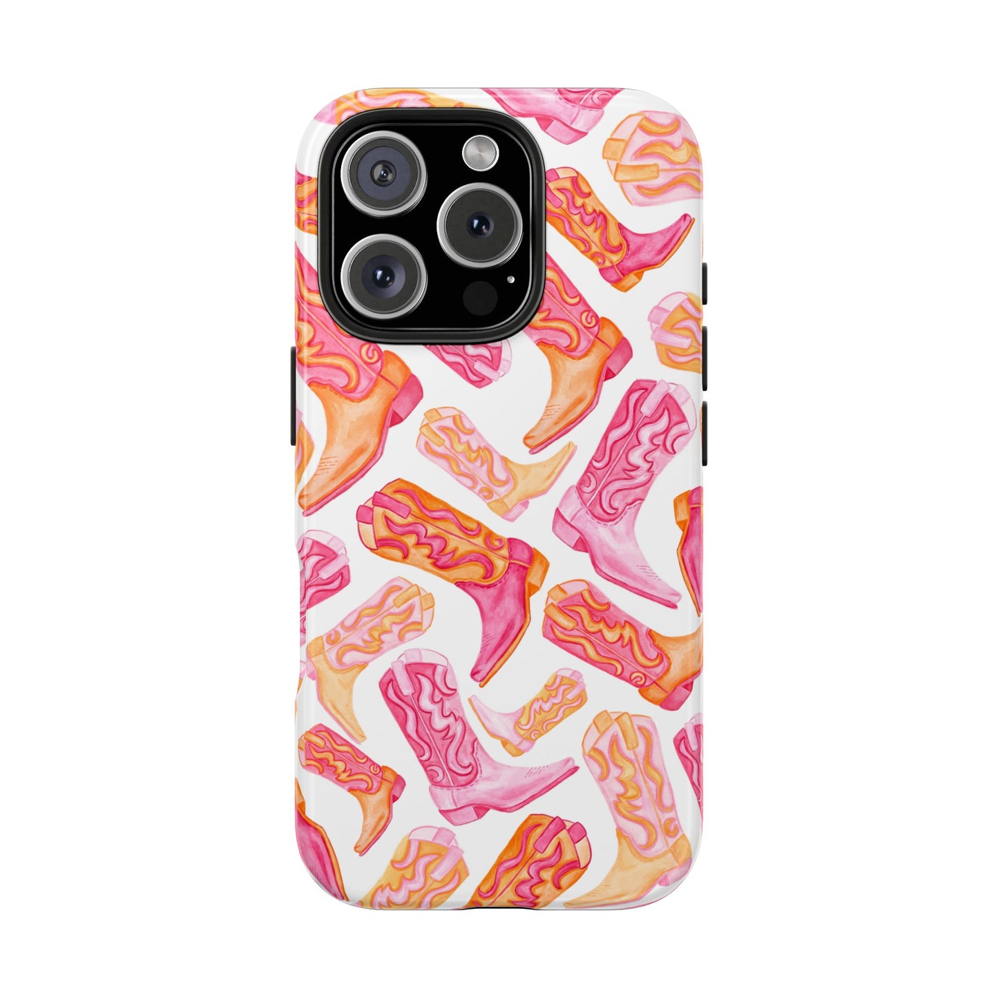 Tossed Hot Pink & Orange Cowboy Boots Tough Phone Cases | Various Models Available