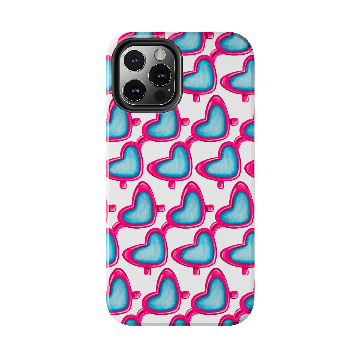 Pink Heart Shaped Sunglasses Watercolor Illustrated Tough Phone Case | Various Models