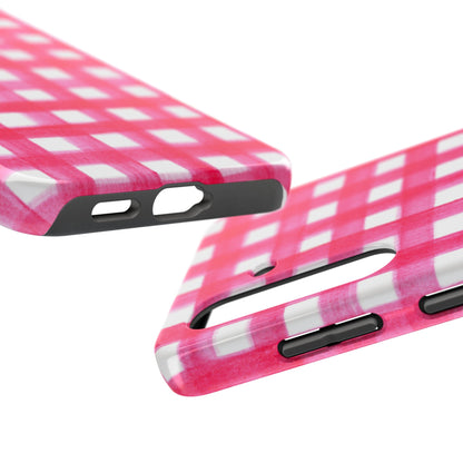 Hot Pink Gingham Watercolor Preppy Tough Phone Case | Various models