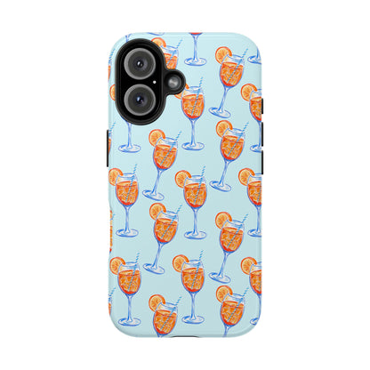Orange & Blue Aperol Spritz Watercolor Pattern Turquoise Phone Case | Various Models iPhone 16