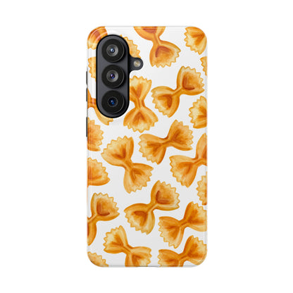 Tossed Farfalle Bow Tie Pasta Watercolor Illustrated White Tough Phone Case | Various Models Samsung Galaxy S26