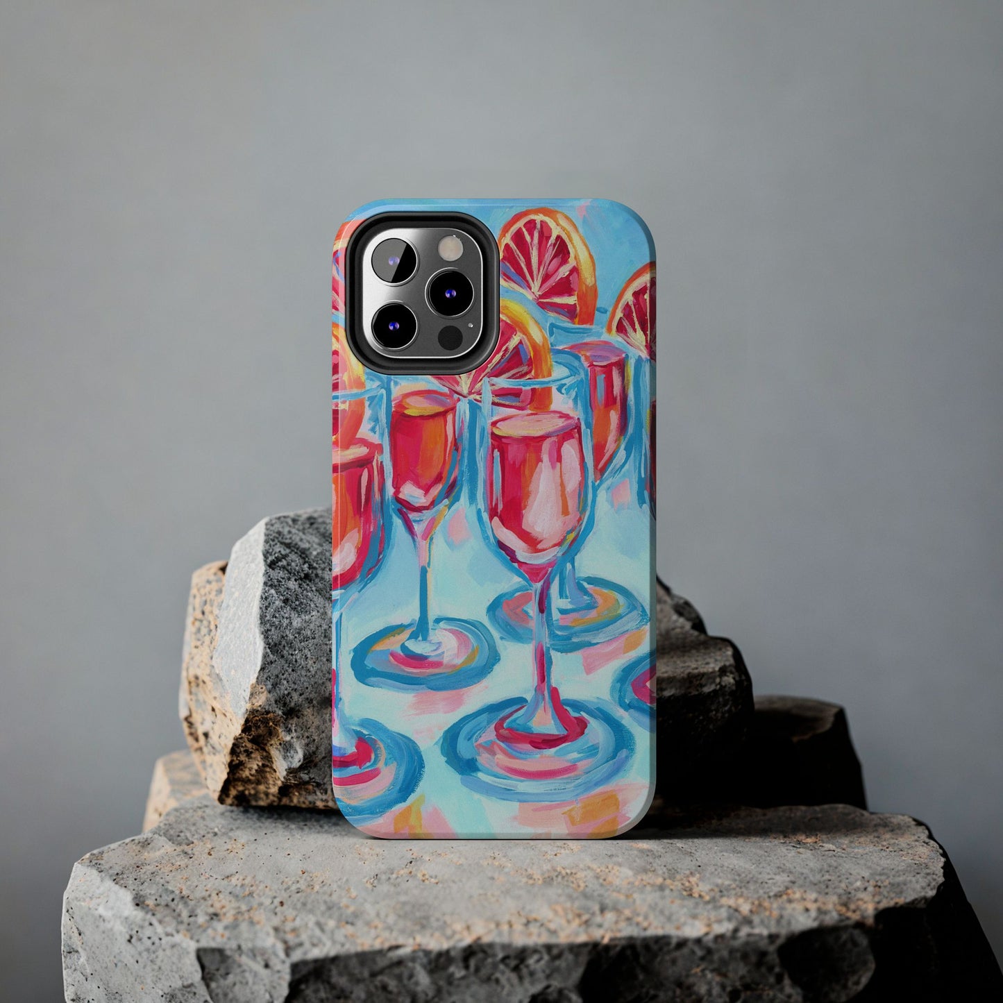 Pink Blood Orange Mimosas Blue Champagne Flute Acrylic Tough Phone Case | Various Models Available