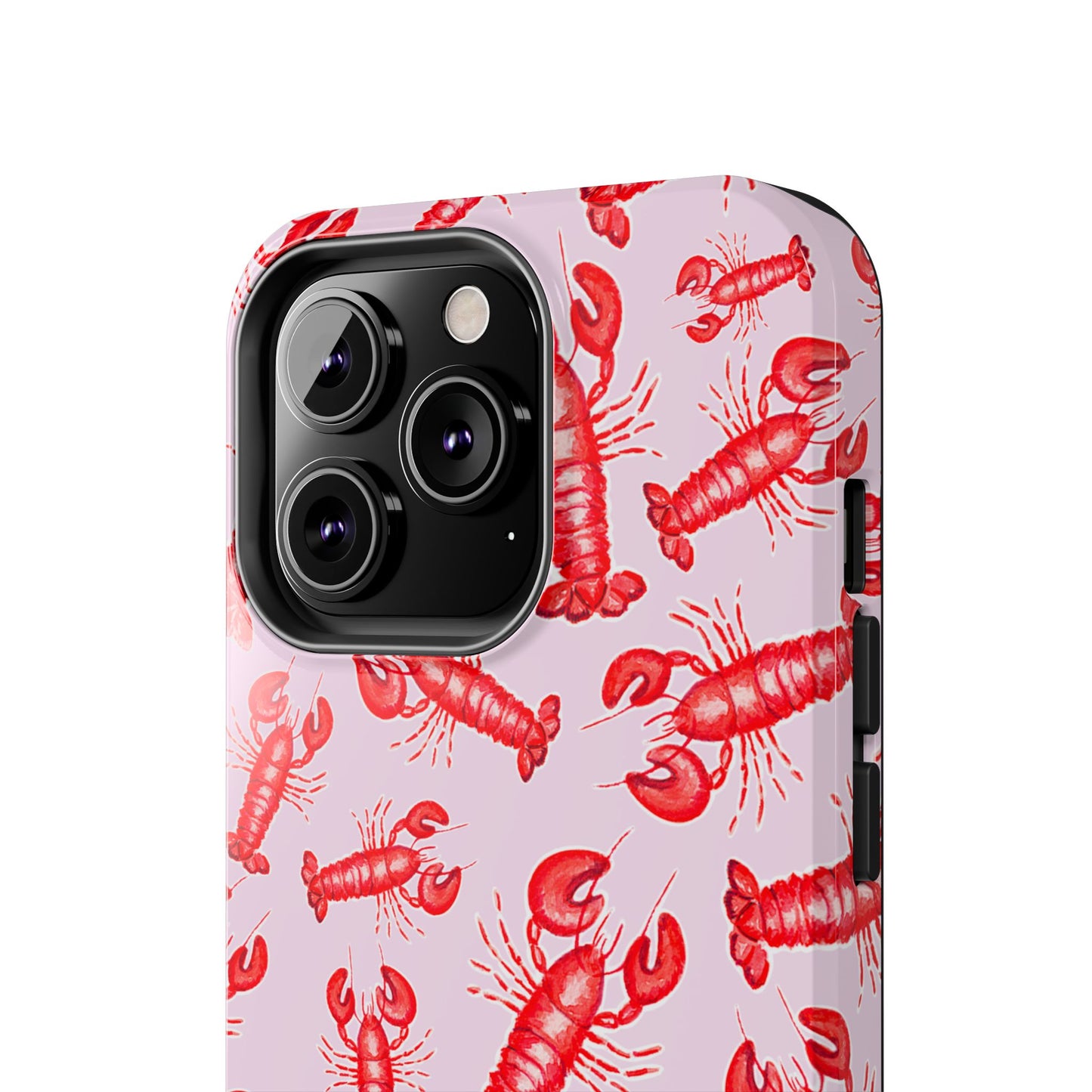 Red Lobster Watercolor Illustrated Tossed Pattern Light Pink Coastal Nautical Tough Phone Case | Various Models