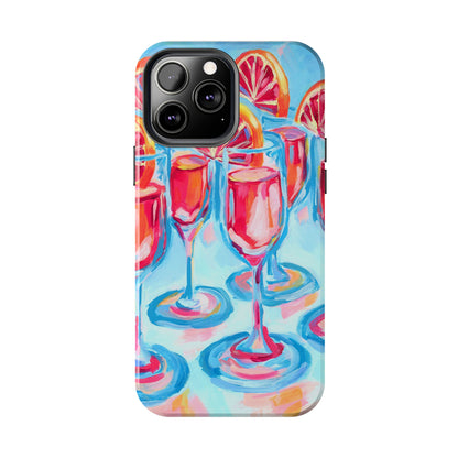 Pink Blood Orange Mimosas Blue Champagne Flute Acrylic Tough Phone Case | Various Models Available