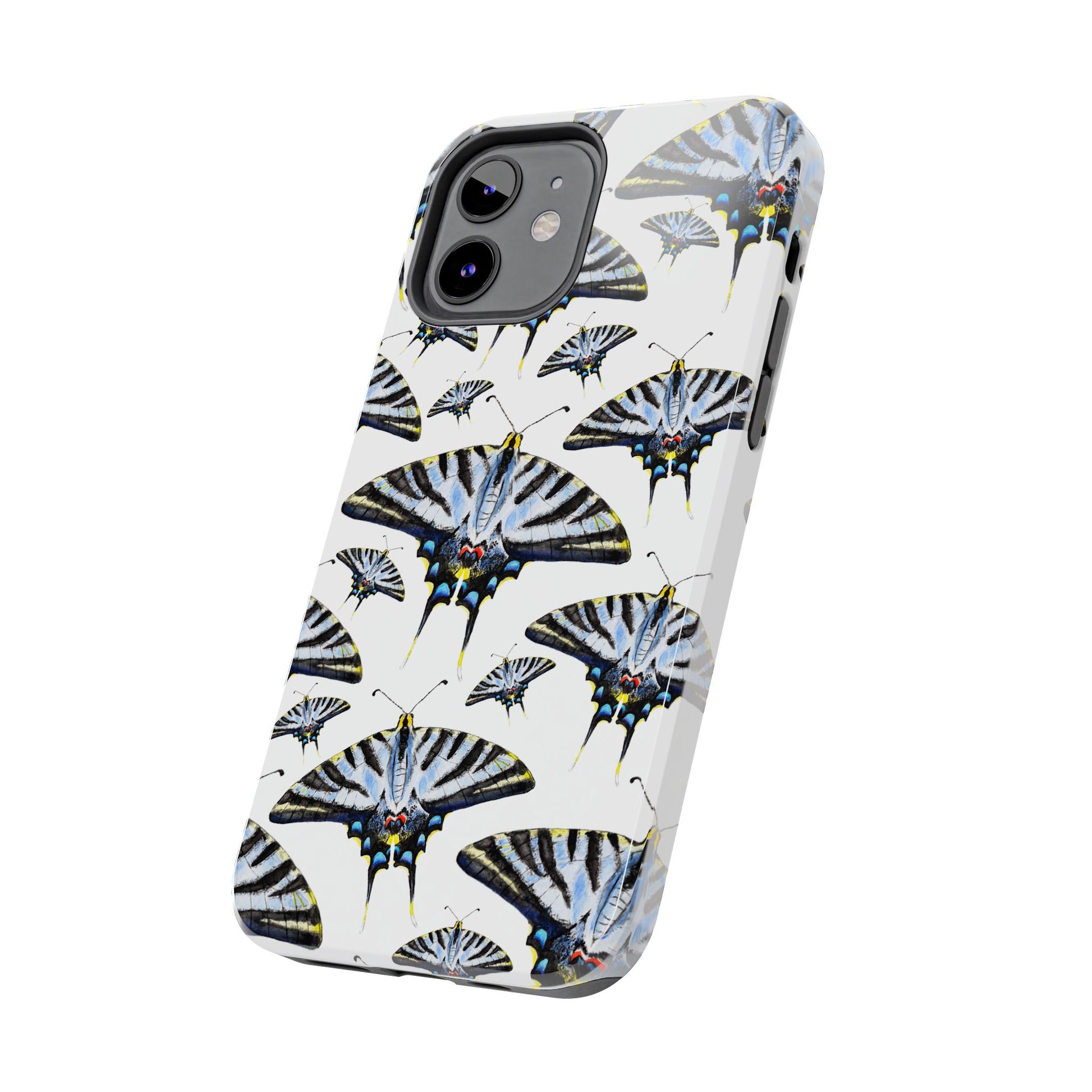 Light Blue Swallowtail Butterflies Watercolor Illustrated Pale Blue Tough Phone Case | Various Models