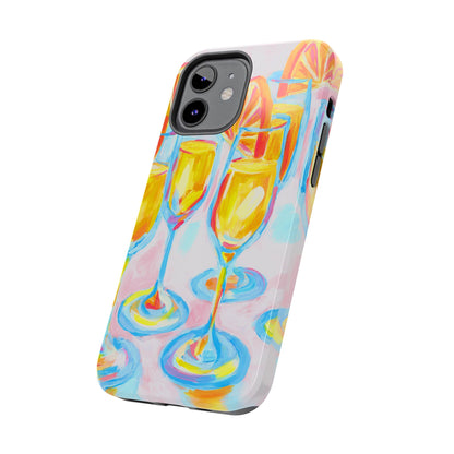 Pink Orange Mimosas Blue Champagne Flutes Abstract Acrylic Tough Phone Case | Various Models