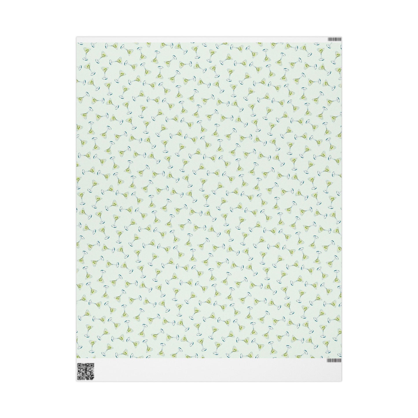 Gift Wrap | Mini Mint Green Watercolor Martini Tossed Pattern | Matte or Glossy | Festive Birthday Bachelorette Cocktail Gift Wrap 30" x 36" Matte