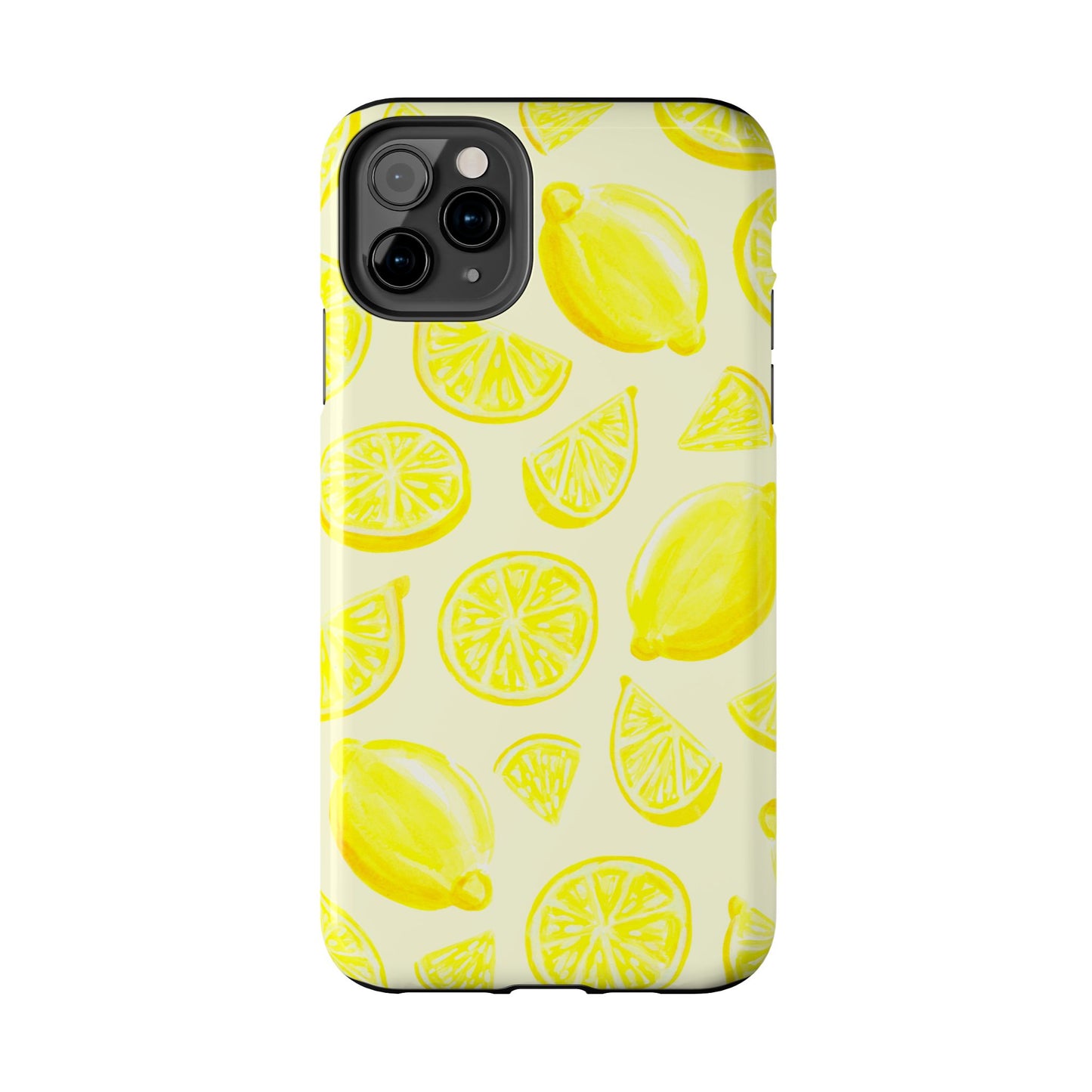 Bright Yellow Lemons Watercolor Illustrated Tossed Pattern Pale Yellow Tough Phone Case | Various Models