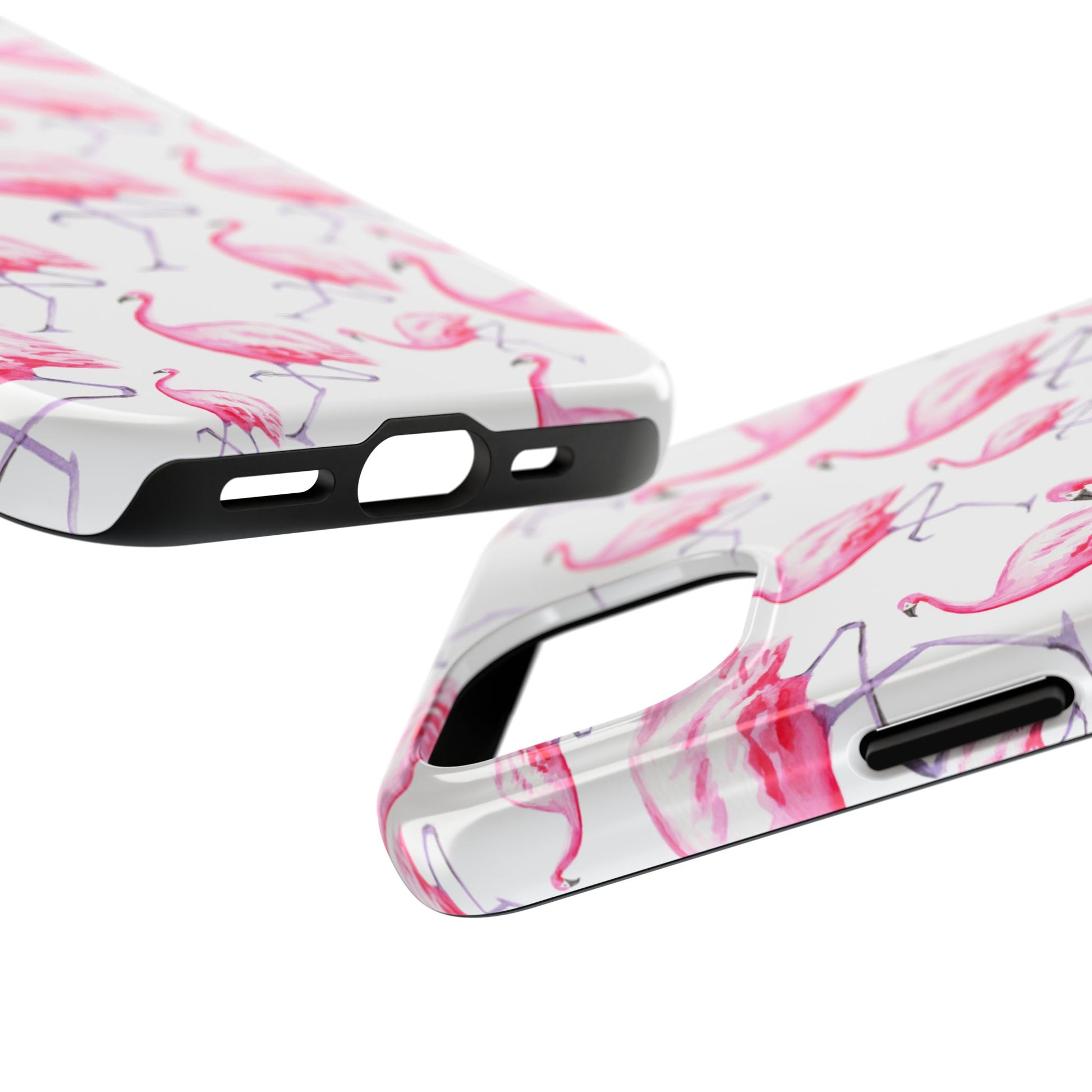 Hot Pink Flamingos Watercolor Illustrated Tossed Pattern Phone Case | Various Models