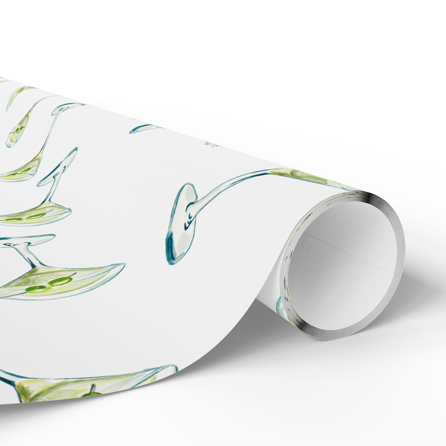 Gift Wrap | Martini Watercolor Illustrated Tossed Pattern | Matte or Glossy
