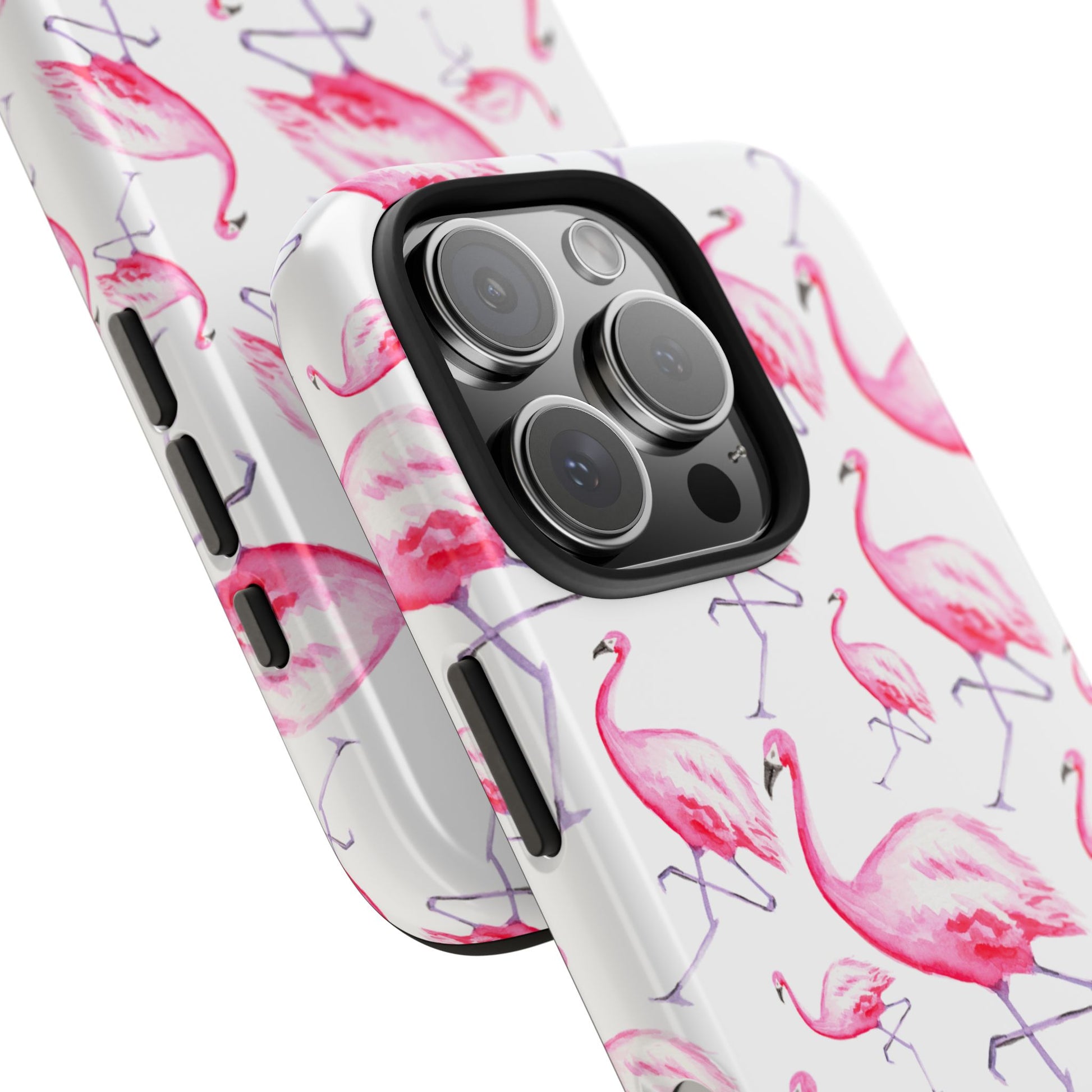 Hot Pink Flamingos Watercolor Illustrated Tossed Pattern Phone Case | Various Models