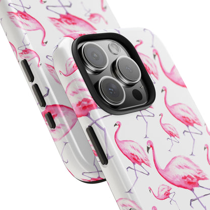 Hot Pink Flamingos Watercolor Illustrated Tossed Pattern Phone Case | Various Models