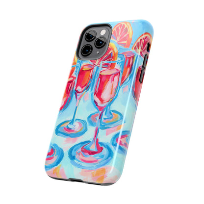 Pink Blood Orange Mimosas Blue Champagne Flute Acrylic Tough Phone Case | Various Models Available