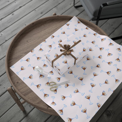 Gift Wrap | Pale Pink Blush Watercolor Espresso Martini Tossed Pattern | Matte or Glossy