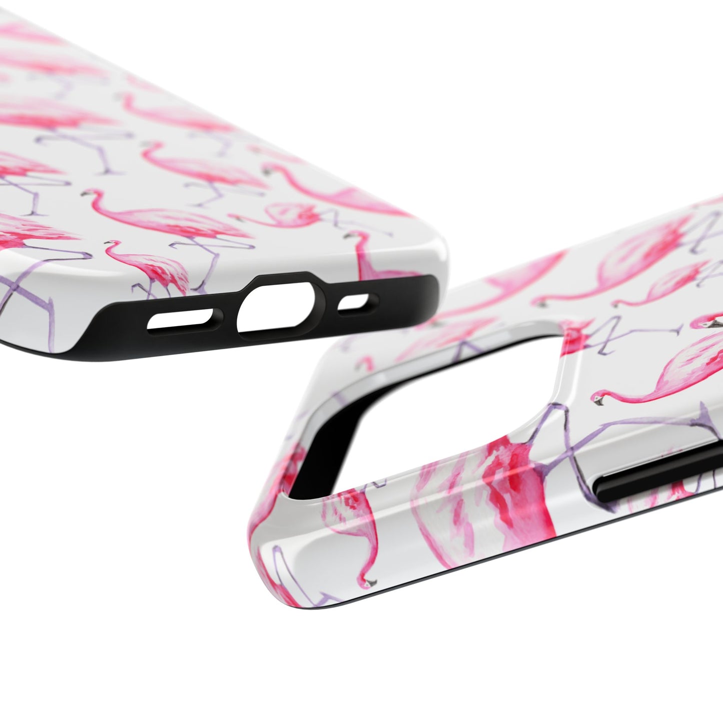 Hot Pink Flamingos Watercolor Illustrated Tossed Pattern Phone Case | Various Models