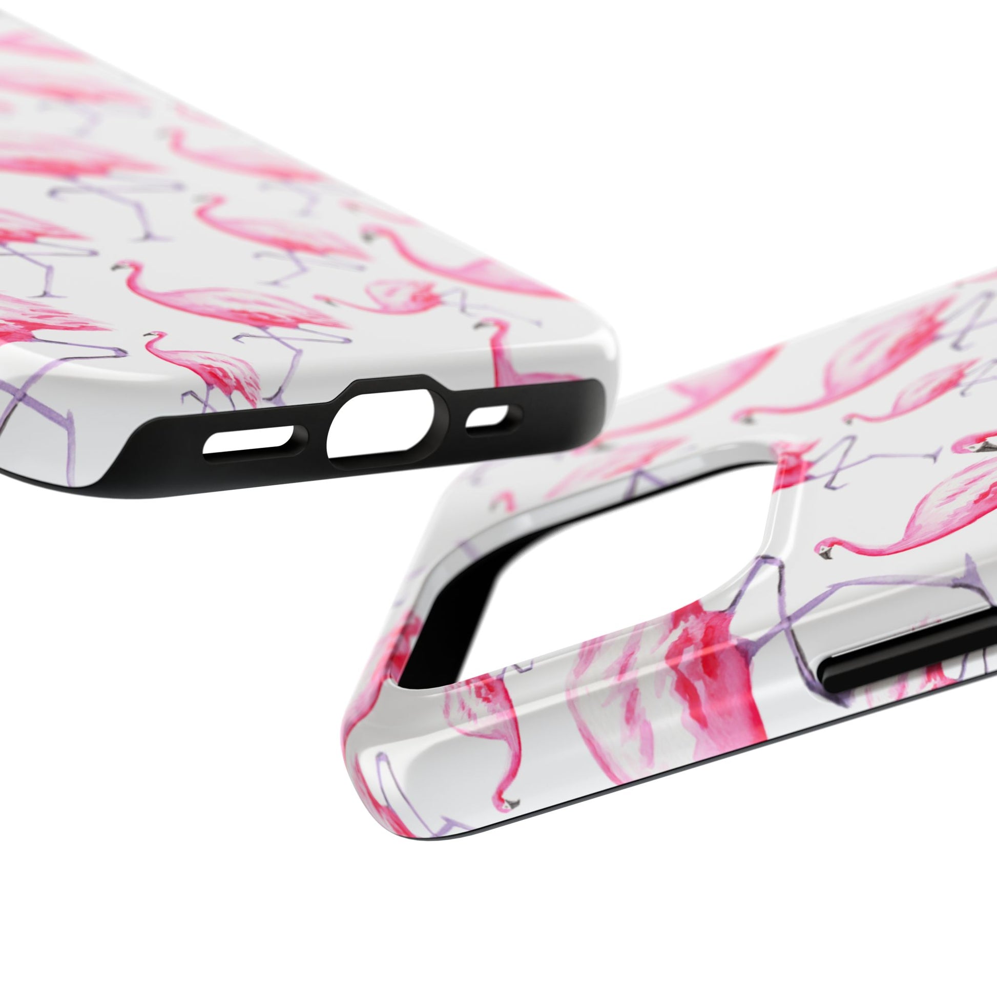 Hot Pink Flamingos Watercolor Illustrated Tossed Pattern Phone Case | Various Models