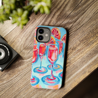 Pink Blood Orange Mimosas Blue Champagne Flute Acrylic Tough Phone Case | Various Models Available