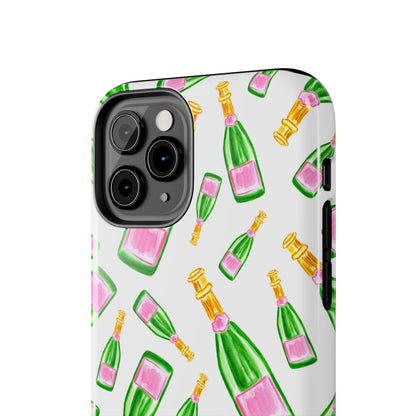 Copy of Tossed Pink and Green Watercolor Illustrated Champagne Bottles Pattern Tough Phone Case | Various Models