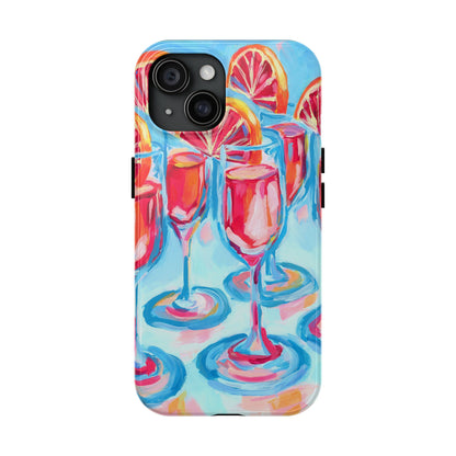 Pink Blood Orange Mimosas Blue Champagne Flute Acrylic Tough Phone Case | Various Models Available