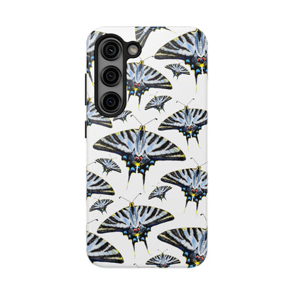 Light Blue Swallowtail Butterflies Watercolor Illustrated Pale Blue Tough Phone Case | Various Models Samsung Galaxy S23