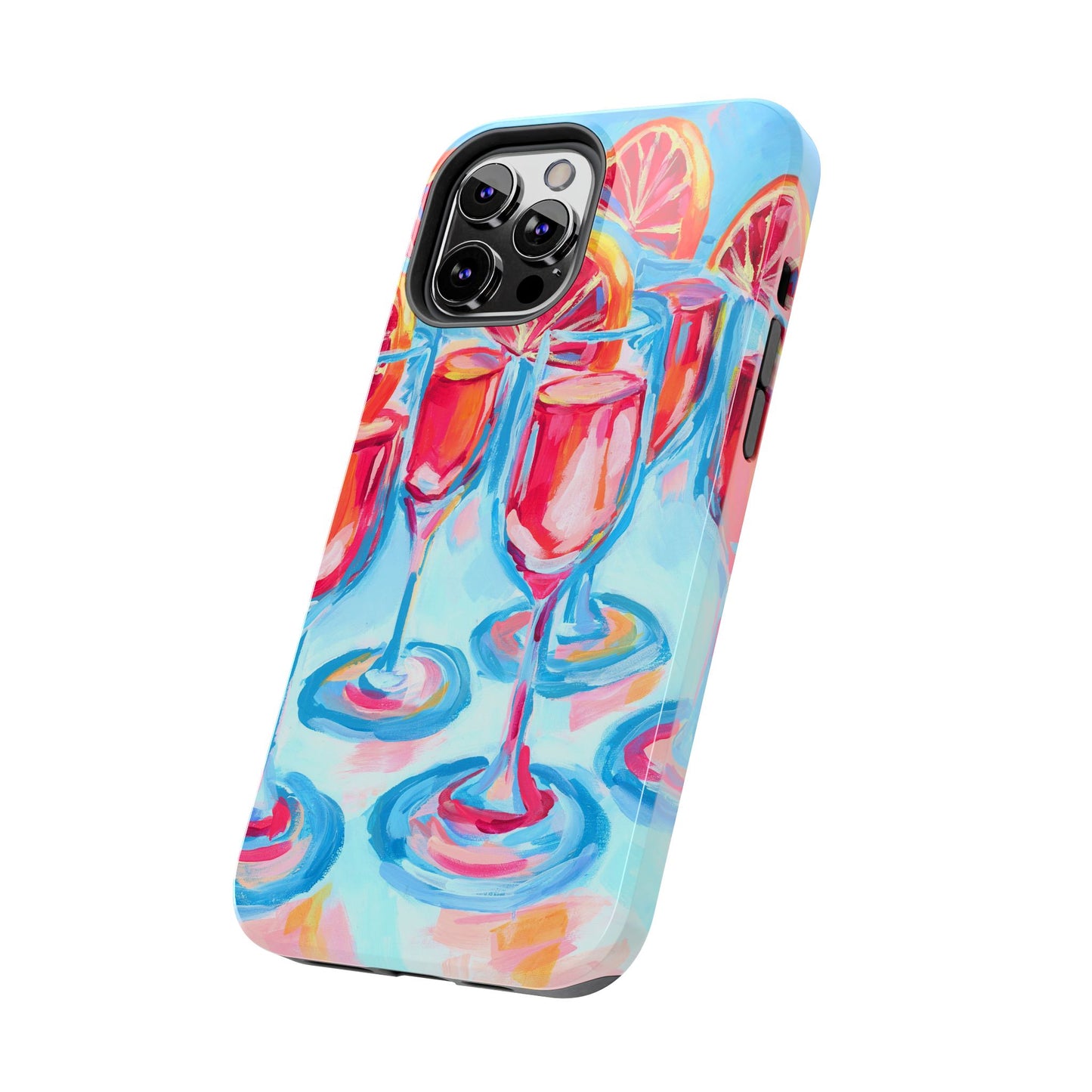 Pink Blood Orange Mimosas Blue Champagne Flute Acrylic Tough Phone Case | Various Models Available