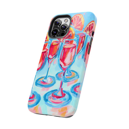 Pink Blood Orange Mimosas Blue Champagne Flute Acrylic Tough Phone Case | Various Models Available