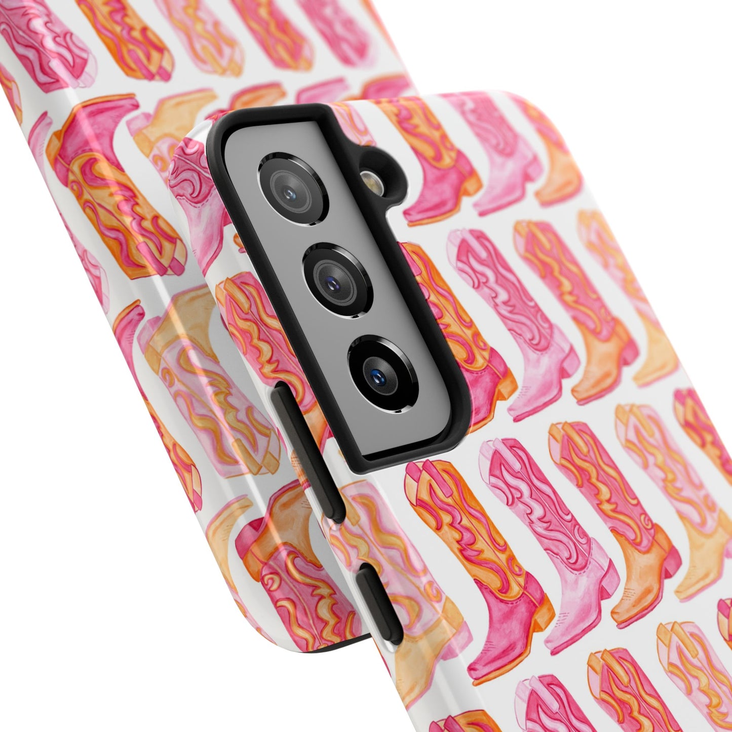 Rows of Hot Pink & Orange Cowboy Boots Tough Phone Cases | Various Models Available