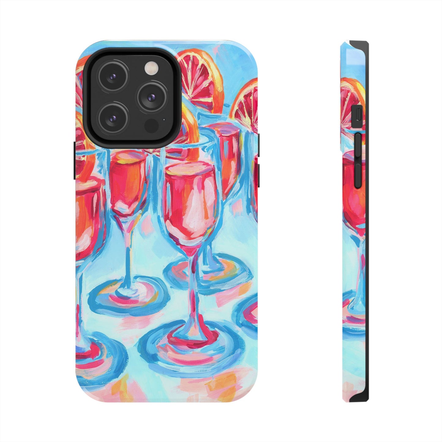Pink Blood Orange Mimosas Blue Champagne Flute Acrylic Tough Phone Case | Various Models Available