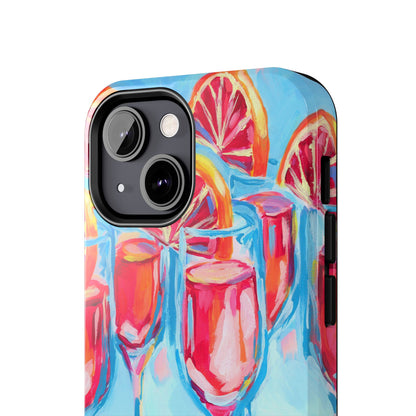 Pink Blood Orange Mimosas Blue Champagne Flute Acrylic Tough Phone Case | Various Models Available
