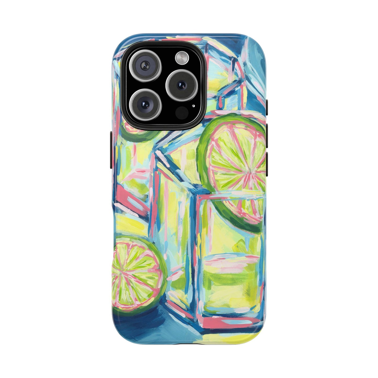 Pink Lime Green Yellow Margaritas Acrylic Tough Phone Case | Various Models Available