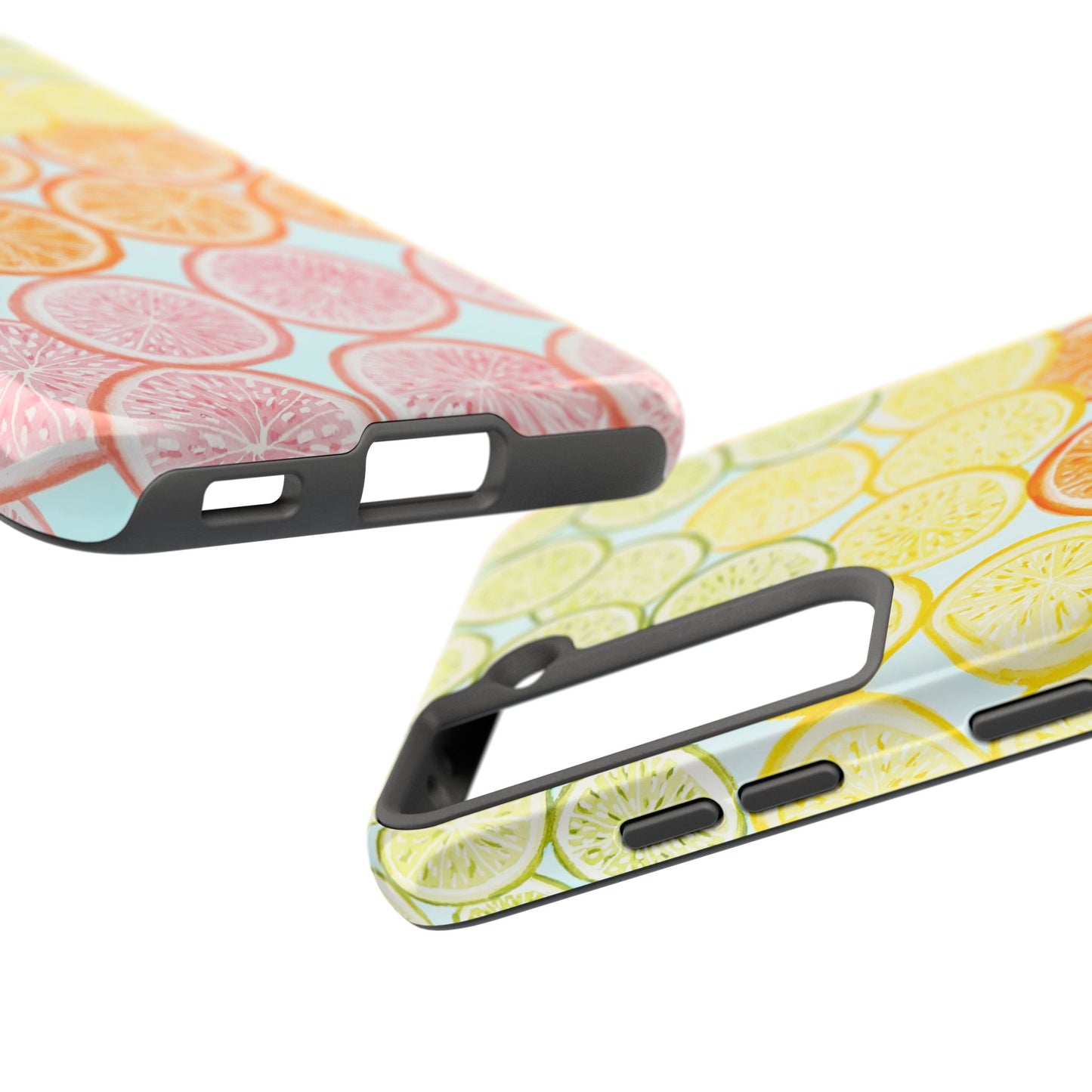 Ombré Citrus Grapefruit, Oranges, Lemons, & Limes Watercolor Illustrated Light Blue Tough Phone Case | Various Models Available