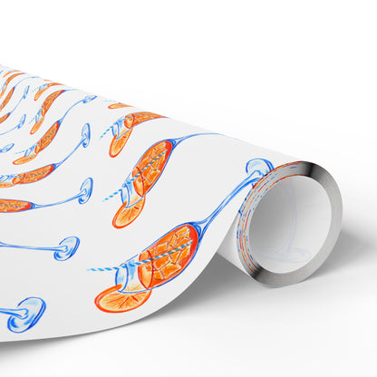 Aperol Spritz Gift Wrap Watercolor Illustrated | Matte or Glossy