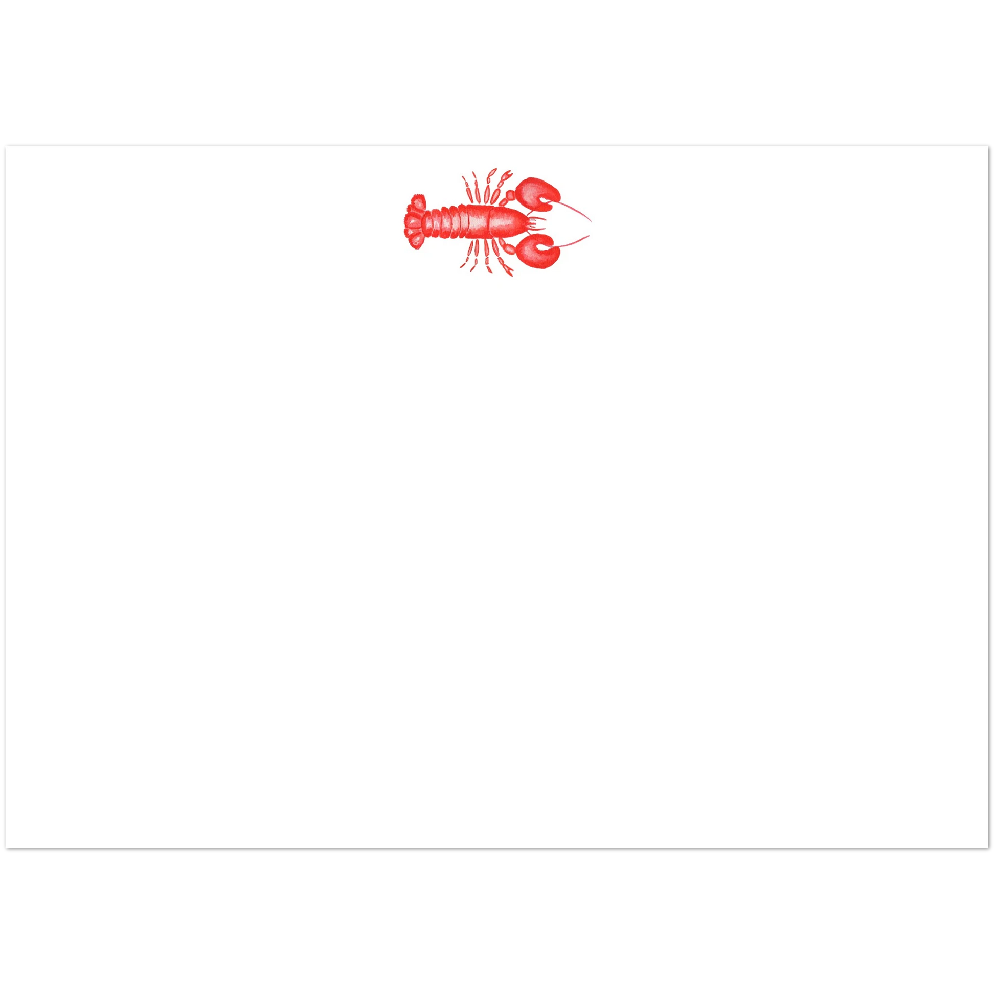 Red Lobster Watercolor Illustrated Flat Note Cards & Envelopes | Set of 10 | 2 Sizes 5R (5 x 7″)