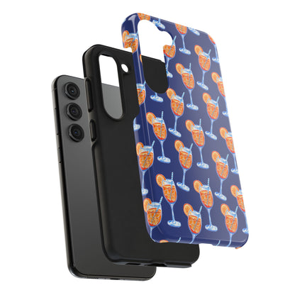 Orange & Blue Aperol Spritz Watercolor Pattern Navy Tough Case | Various Models