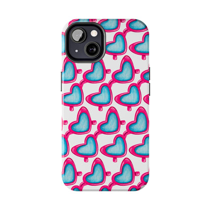 Pink Heart Shaped Sunglasses Watercolor Illustrated Tough Phone Case | Various Models