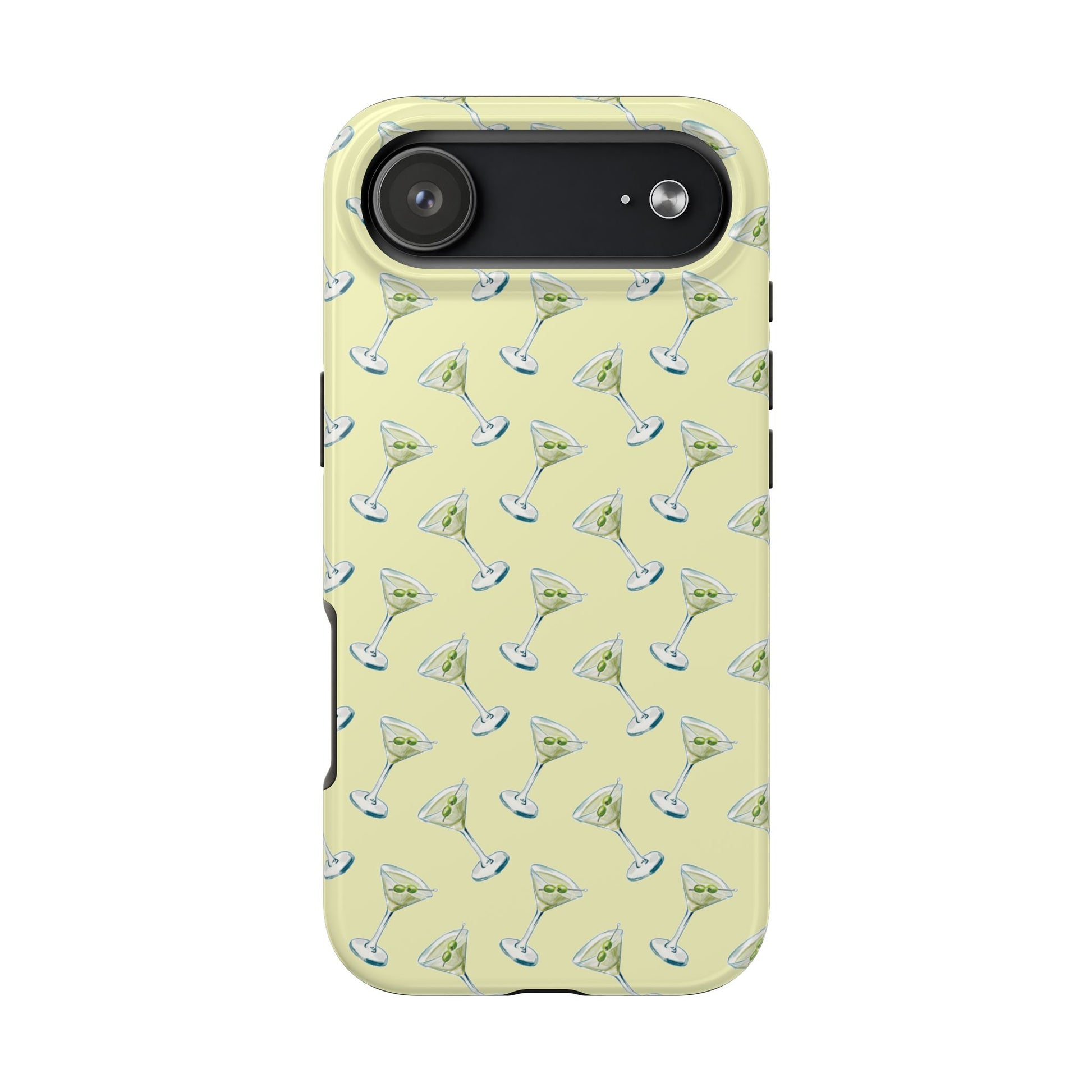 Yellow Mini Martini Watercolor Illustrated Tossed Pattern Tough Phone Case | Various Models Available iPhone 17 Air