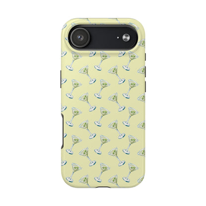 Yellow Mini Martini Watercolor Illustrated Tossed Pattern Tough Phone Case | Various Models Available iPhone 17 Air