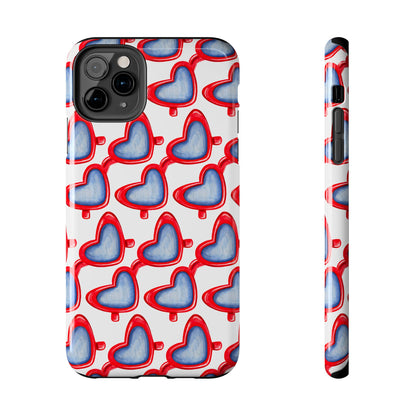 Red Heart Shaped Sunglasses Watercolor Illustrated Tough Phone Case | Various Models iPhone 11 Pro Max