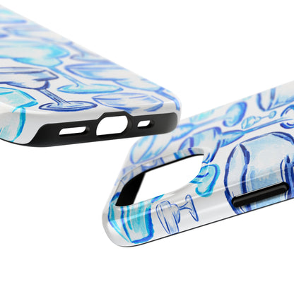 Coastal Shades of Blue Watercolor Margaritas Tough Phone Case | Various Models Available