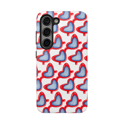 Red Heart Shaped Sunglasses Watercolor Illustrated Tough Phone Case | Various Models Samsung Galaxy S23