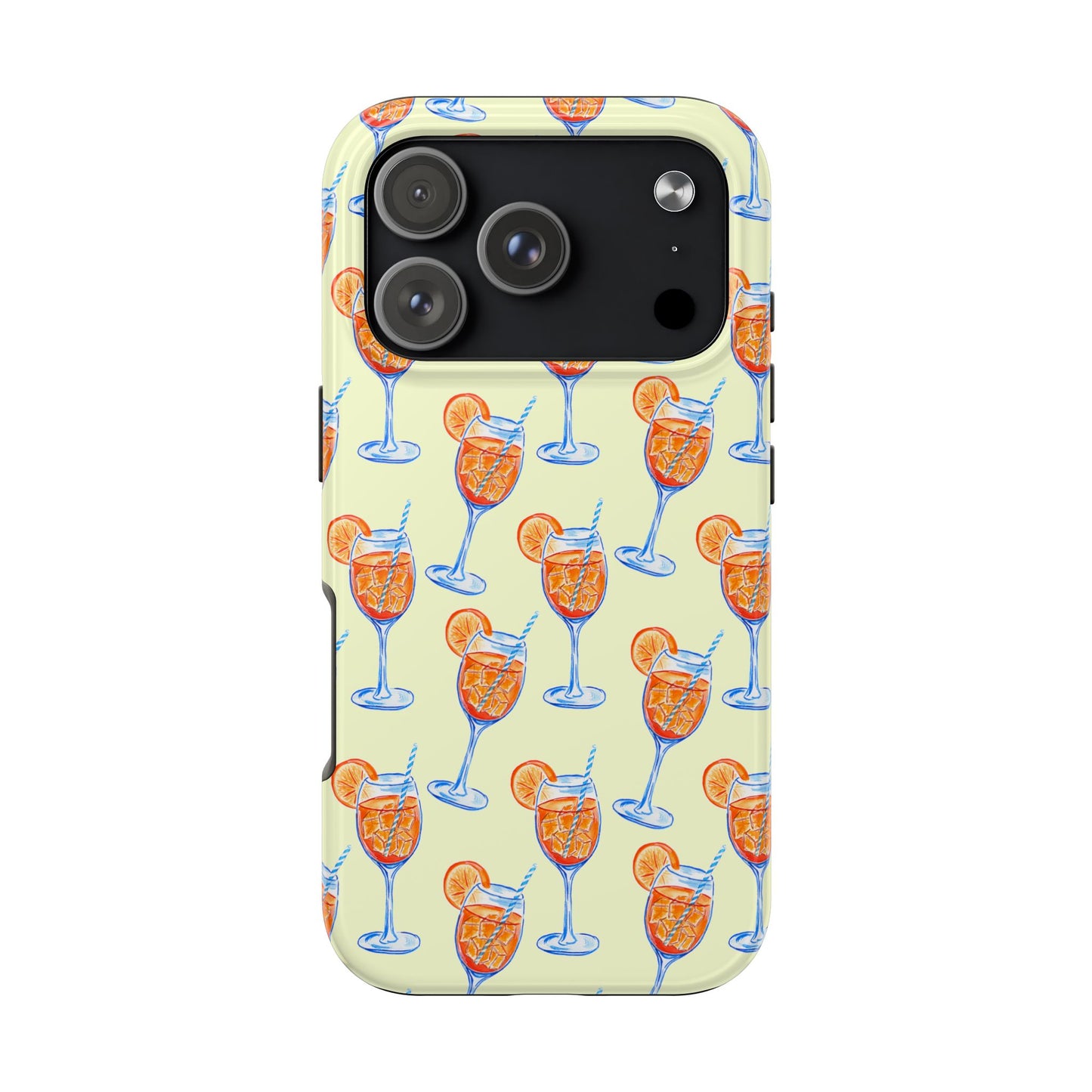 Lemon Yellow Orange & Blue Aperol Spritz Watercolor Patterned Tough Phone Case | Various Models iPhone 17 Pro