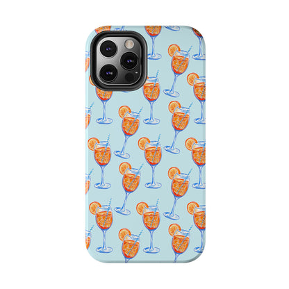 Orange & Blue Aperol Spritz Watercolor Pattern Turquoise Phone Case | Various Models