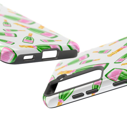 Copy of Tossed Pink and Green Watercolor Illustrated Champagne Bottles Pattern Tough Phone Case | Various Models