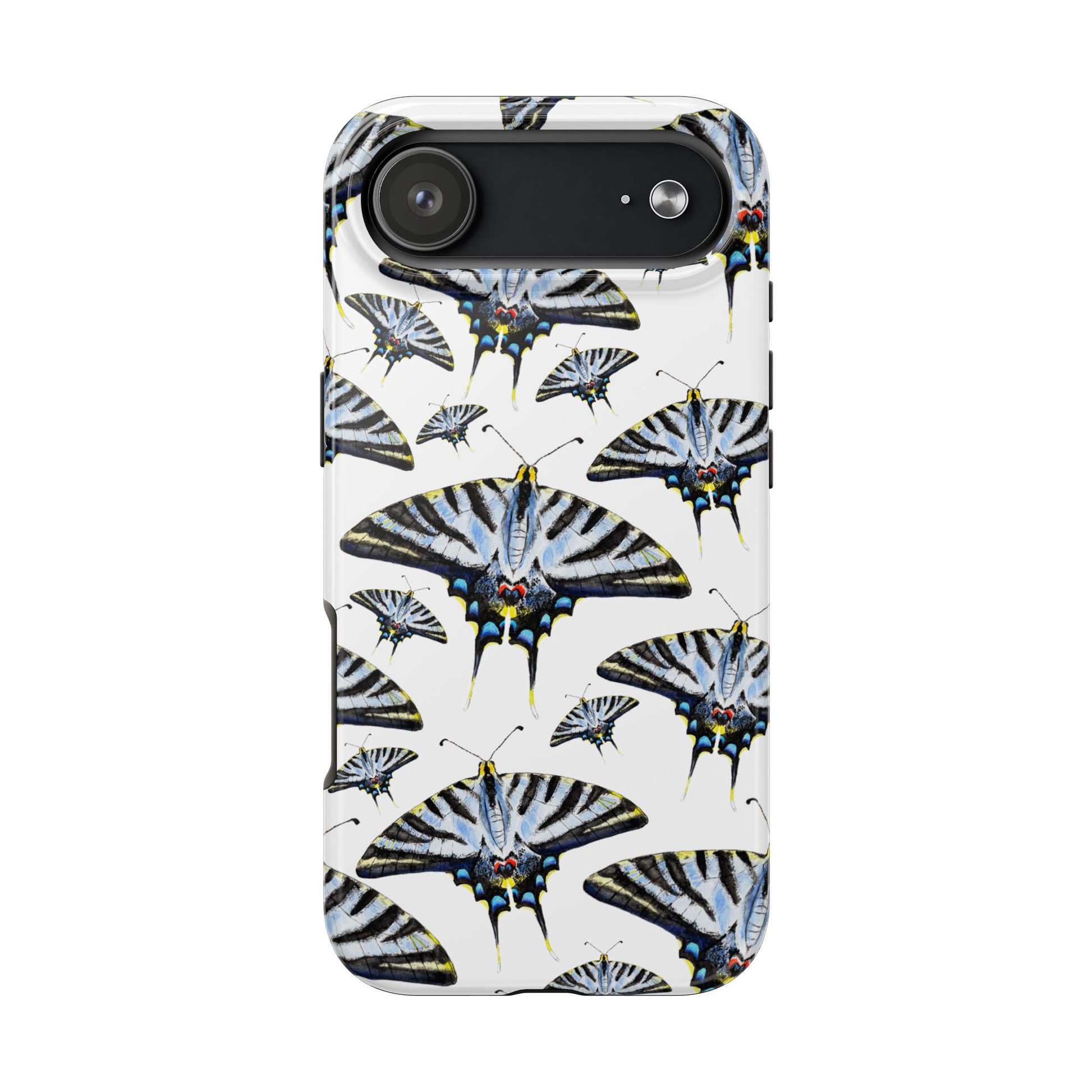 Light Blue Swallowtail Butterflies Watercolor Illustrated Pale Blue Tough Phone Case | Various Models iPhone 17 Air